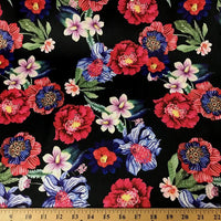 Black DCS-2 Floral Dull Medium Weight Charmeuse Satin