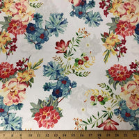 White DCS-3 Floral Dull Medium Weight Charmeuse Satin