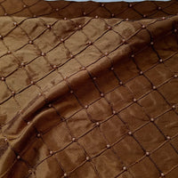 Embroidered W/Beads Pintuck Silk Dupioni 50" COPPER