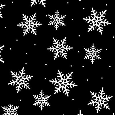 Anti-Pill Snowflakes Allover Black Fleece 158