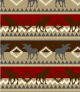 Premium Anti-Pill Moose Stripe Brown Fleece 514