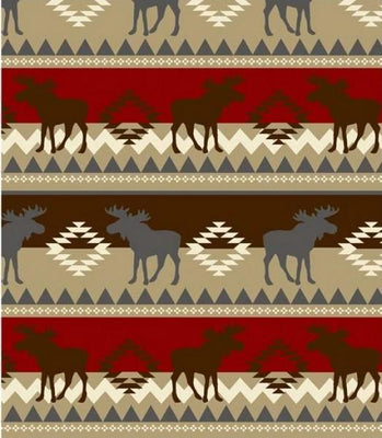 Premium Anti-Pill Moose Stripe Brown Fleece 514
