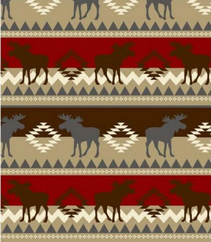 Premium Anti-Pill Moose Stripe Brown Fleece 514