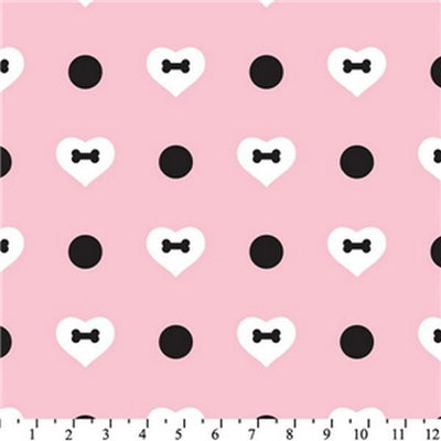 Premium Anti-Pill Fifi & Romeo Heart Polka Dot Pink Fleece 621