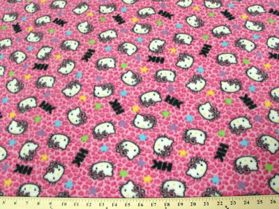 Anti-Pill Hello Kitty Leopard Hot Pink Fleece A33 