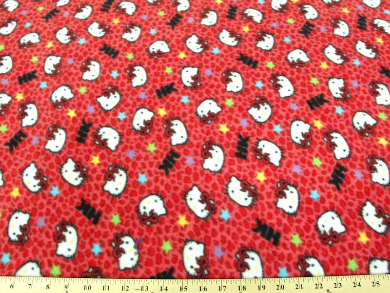 Anti-Pill Hello Kitty Leopard Red Fleece A41