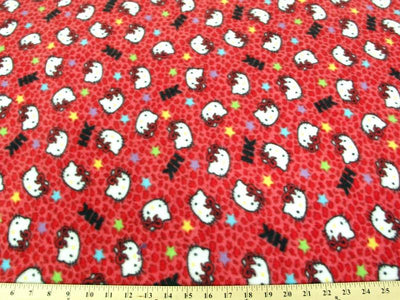 Anti-Pill Hello Kitty Leopard Red Fleece A41