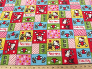 Anti-Pill Hello Kitty Patchwork Red Multi Colored Fleece A45