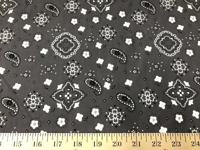 Gray Paisley Print Poly/Cotton