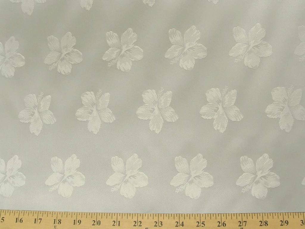 Floral Satin Brocade Off-White Hibiscus