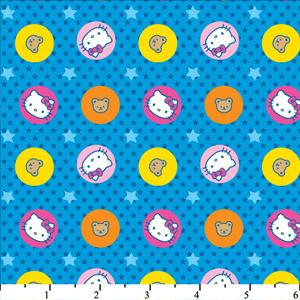 Hello Kitty Big Top Circles & Stars Blue Cotton HK-29