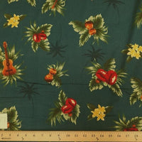 Kona Bay Dark Teal Ukulele Hawaiian Floral Cotton HP-507