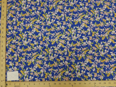 Royal Blue Hawaiian Floral Cotton HP-508