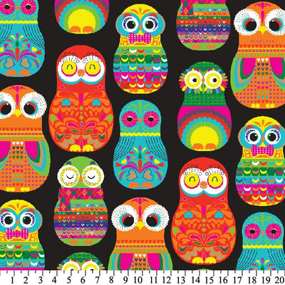 Premium Anti-Pill Matryoshka Owls Fleece A57