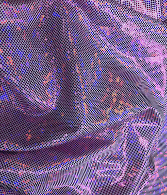 Metallic Hologram Foil Spandex PINK/WHITE