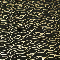 Metallic Flames Spandex GOLD BLACK