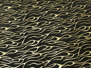 Metallic Flames Spandex GOLD BLACK