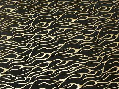 Metallic Flames Spandex GOLD BLACK