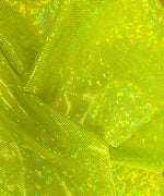 Metallic Hologram Foil Spandex NEON YELLOW/GREEN